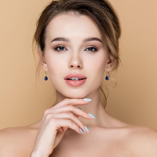 Thumbnail 1 de Aliyoham Blue Sapphire Drop Earrings for Women – September Birthstone in Silver