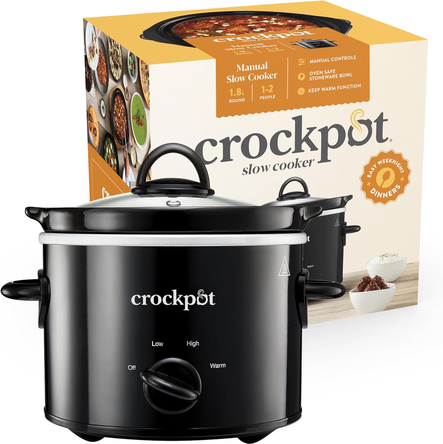 Detalle de Crock-Pot Slow Cooker CSC080 with Removable Easy-Clean Ceramic Bowl (1.8 L)