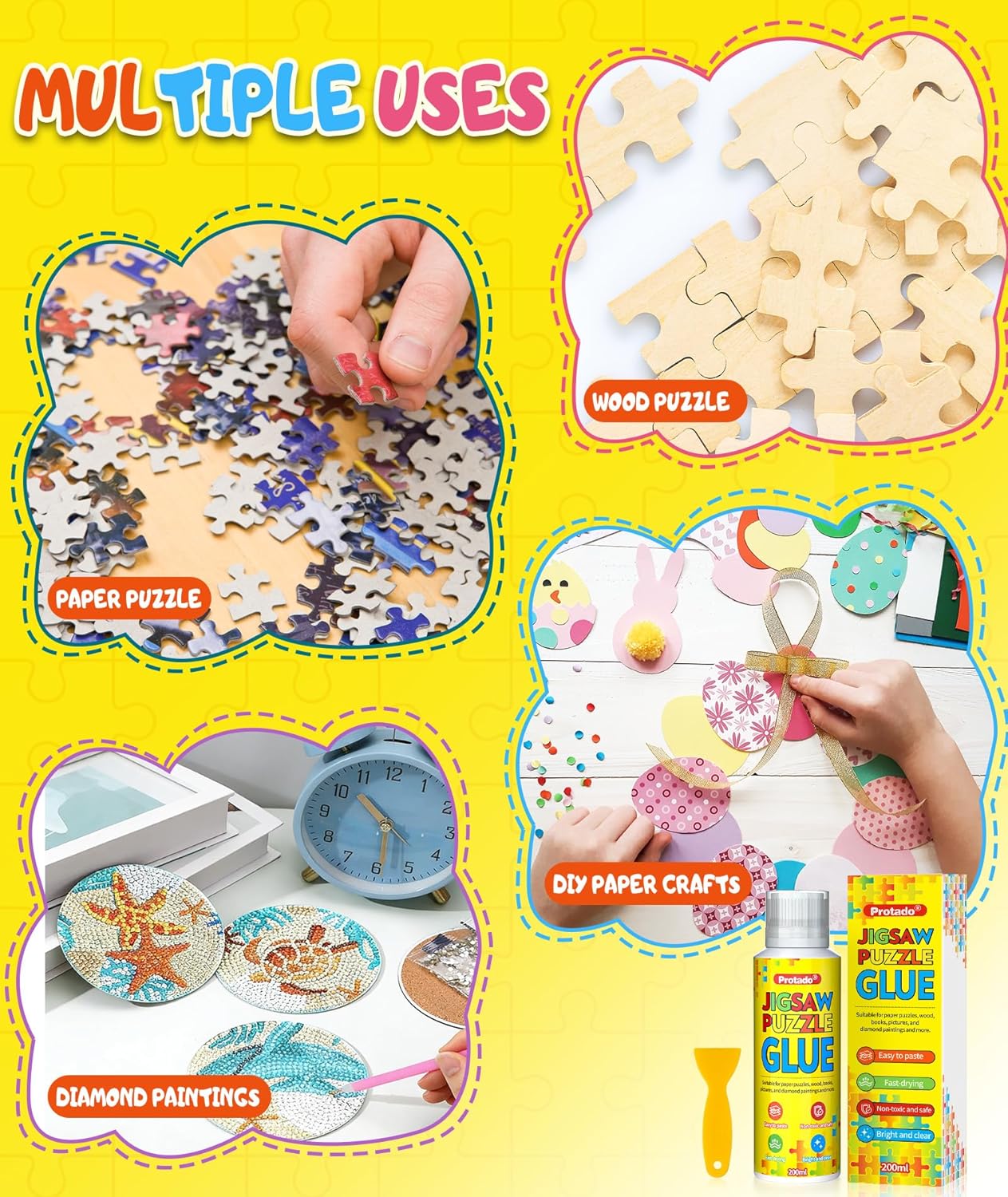 Thumbnail 6 de Protado Jigsaw Puzzle Glue (with sponge head & applicator) – Clear, non-toxic, quick-dry sealer for 1000/3000/5000-piece puzzles, 200ml