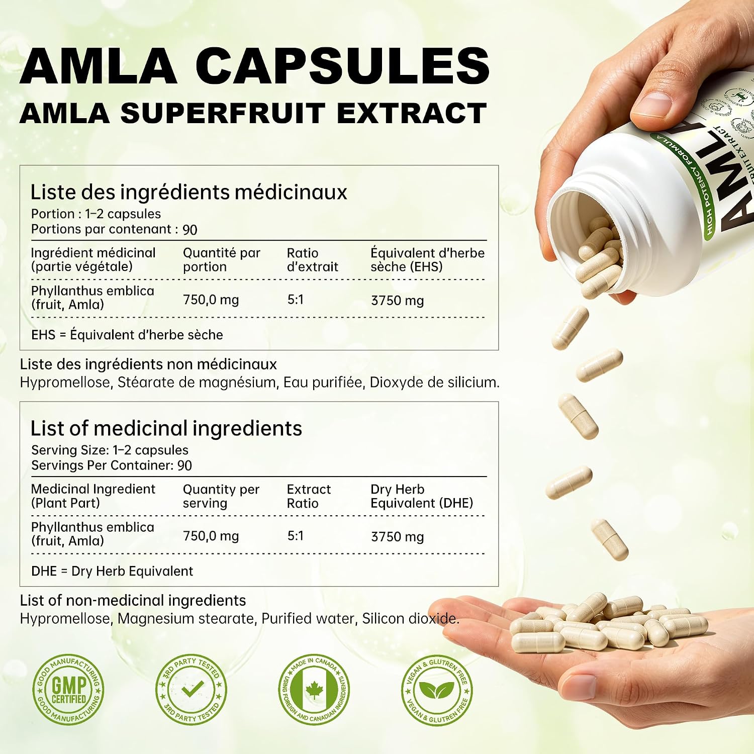 Detalle 2 de RINKMO Organic Amla Capsules, 90 Count Ayurvedic Herbal Supplement