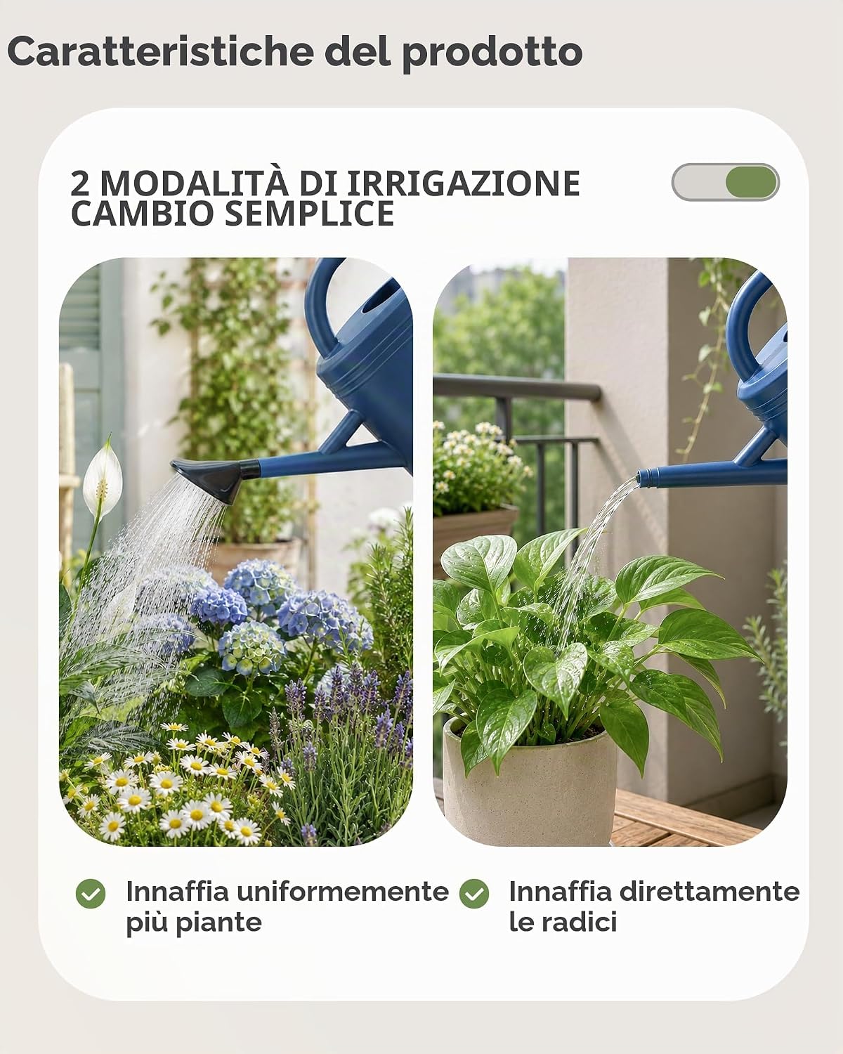 Detalle de Bamworld Annaffiatoio 3 L con Beccuccio Rimovibile e Anti-Goccia – Plastica Riciclata Blu