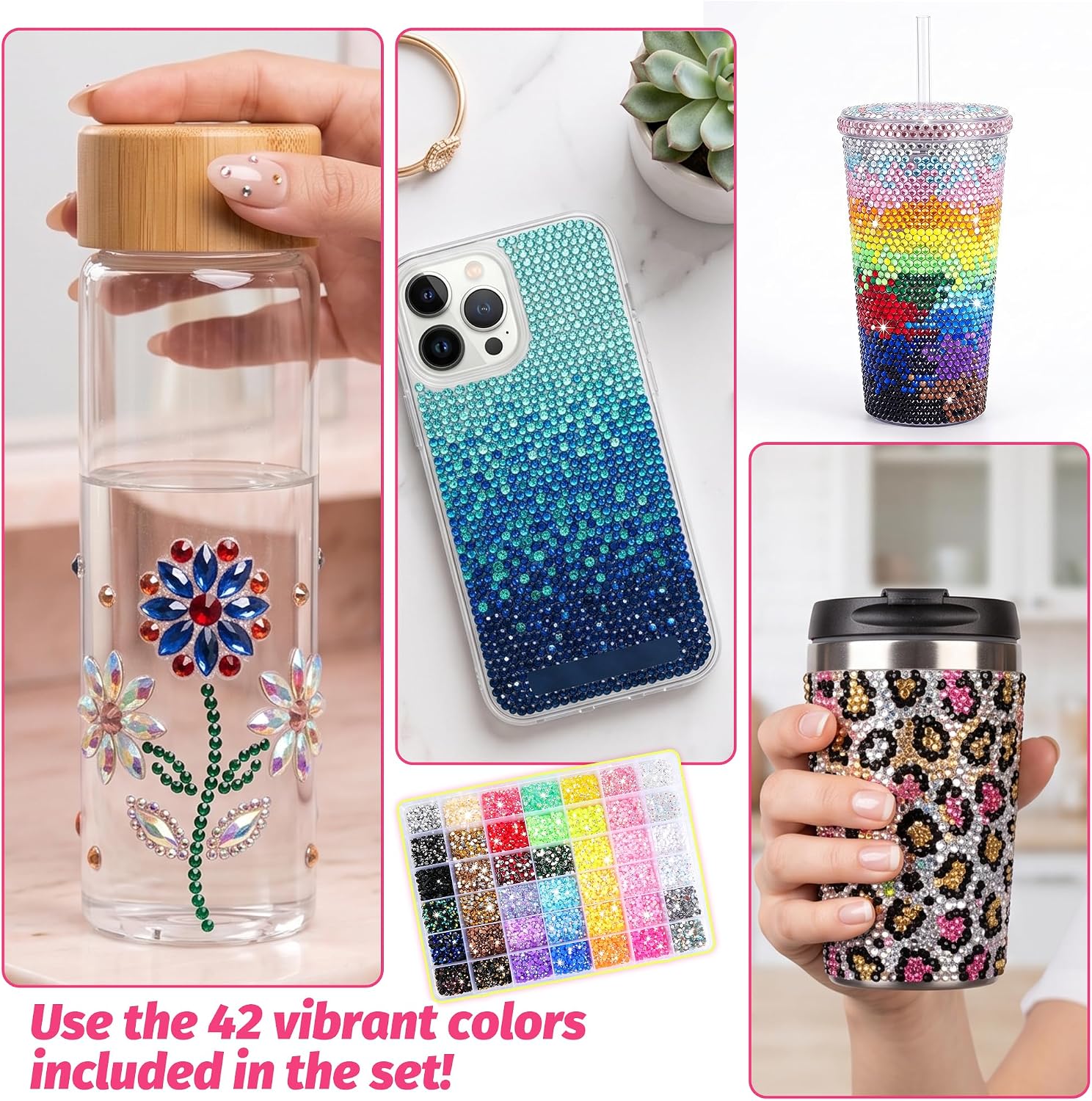 Thumbnail 6 de WUIOWPPIC 42 Colours Nail Art Rhinestones Bedazzling Kit – 36,800 Pieces