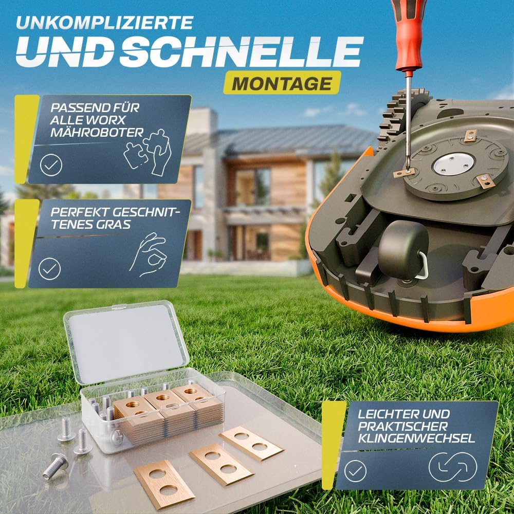 Thumbnail 5 de Domar Langlebige Mähroboter Messer passend für Worx Landroid – inkl. Schrauben