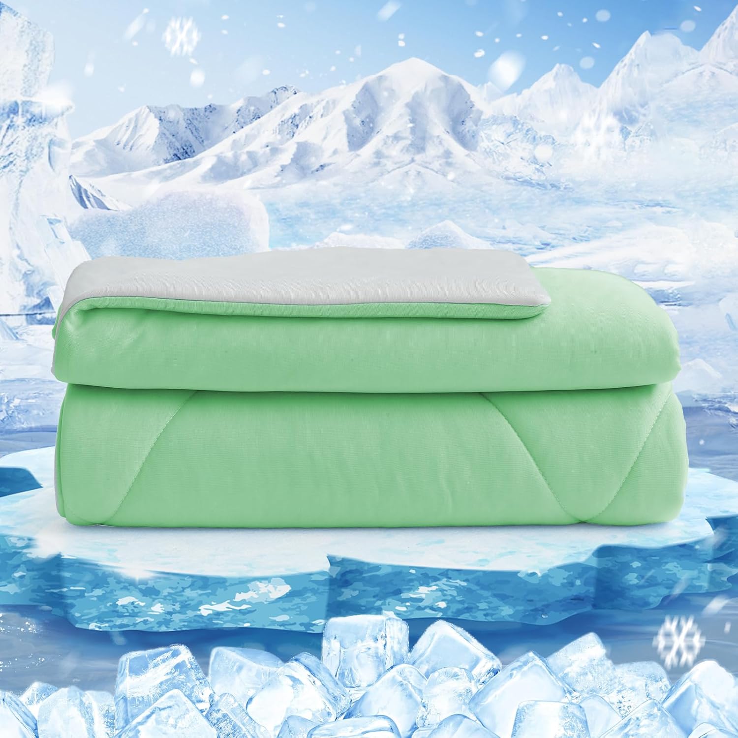 Thumbnail 6 de HOMFINE Couverture rafraîchissante d’été pour adulte Q-Max > 0,4 (270 x 230 cm) en fibres rafraîchissantes, bleu