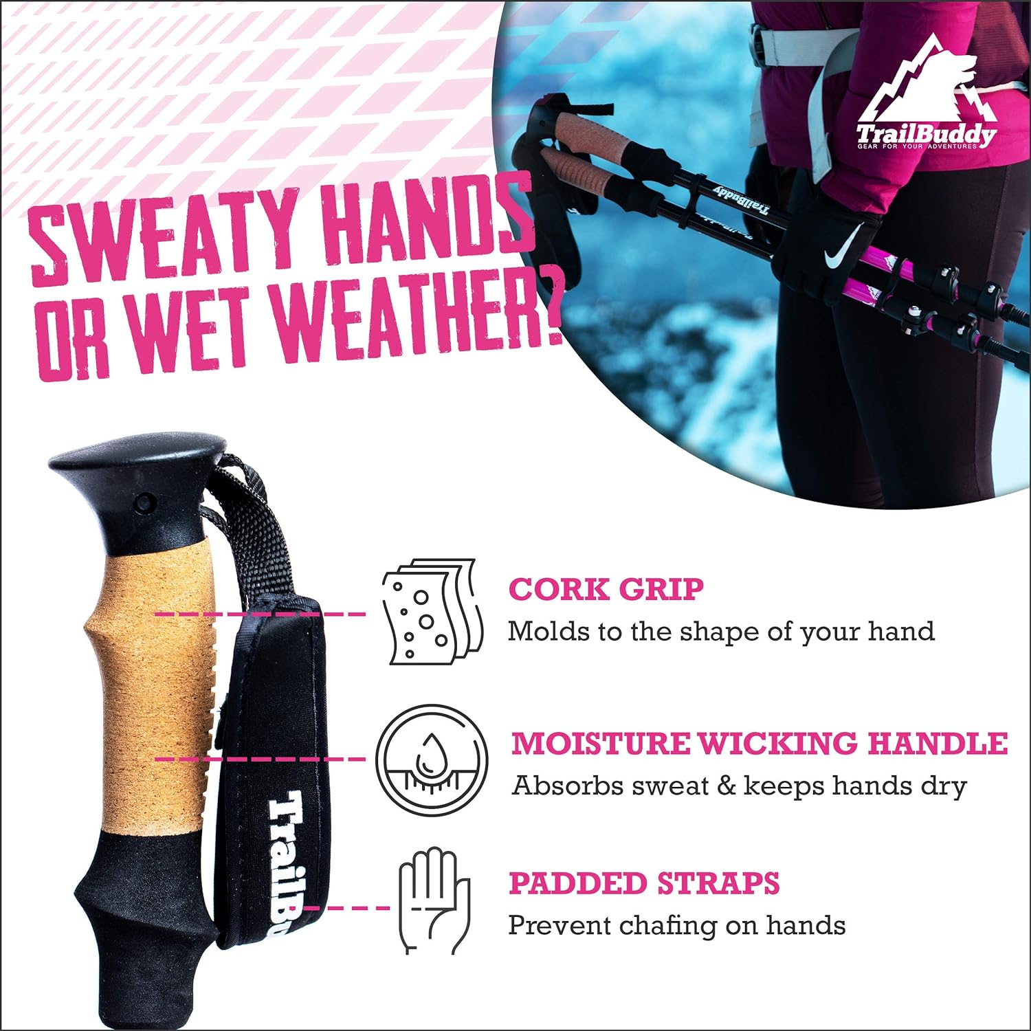 Thumbnail 3 de TrailBuddy Trekking Poles (7075 Aluminum) — Lightweight Collapsible Hiking Poles for Women, Men & Seniors