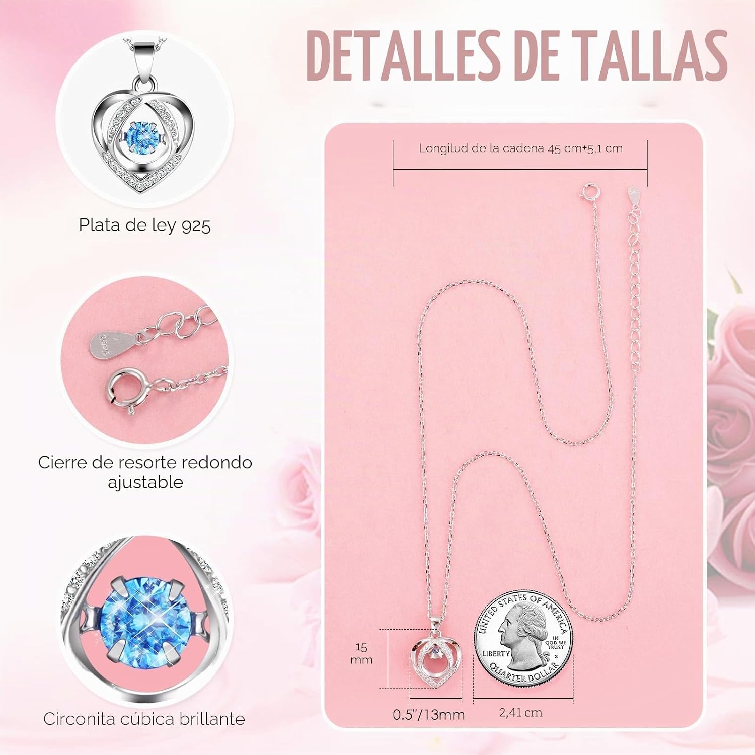 Detalle 2 de ADDWel San Valentin Rosa eterna con collar 💝