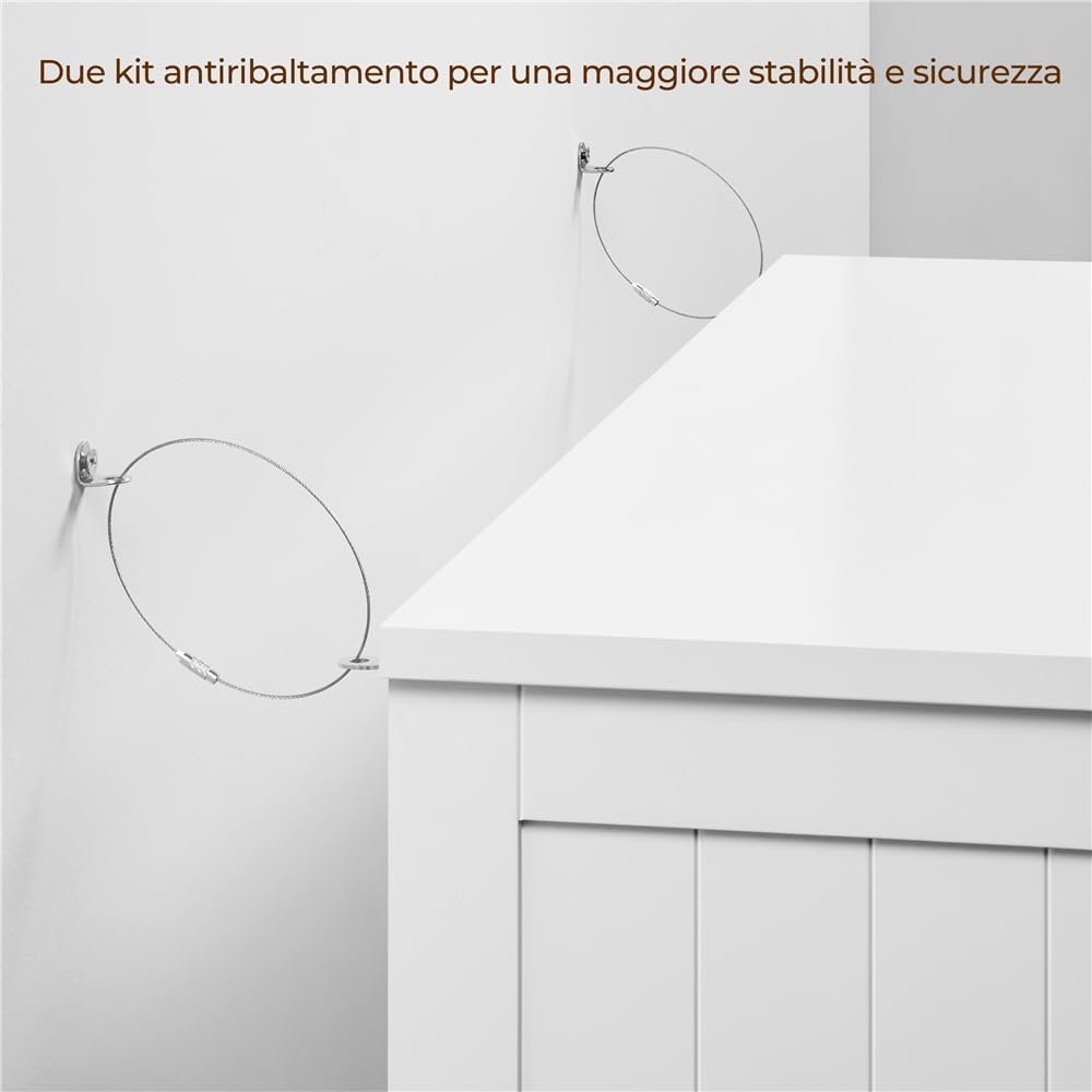 Thumbnail 2 de Yaheetech Mobile da Bagno con 4 Cassetti e Armadietto Bianco – 81 x 30 x 83 cm