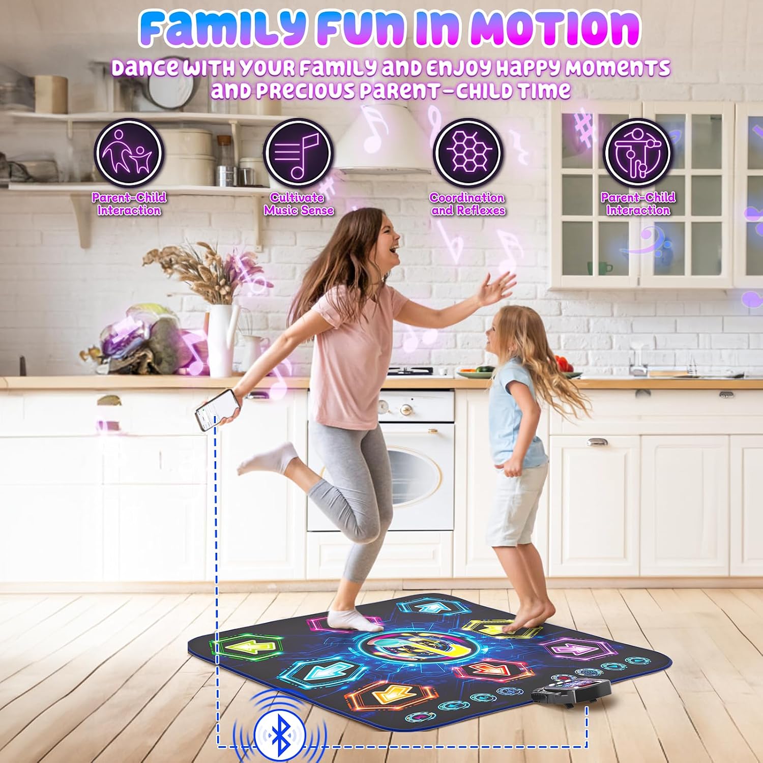Detalle 2 de Surelect Dance Mat (2025) — Light-Up 8-Button Wireless Bluetooth Dance Pad for Kids (Ages 3–12)