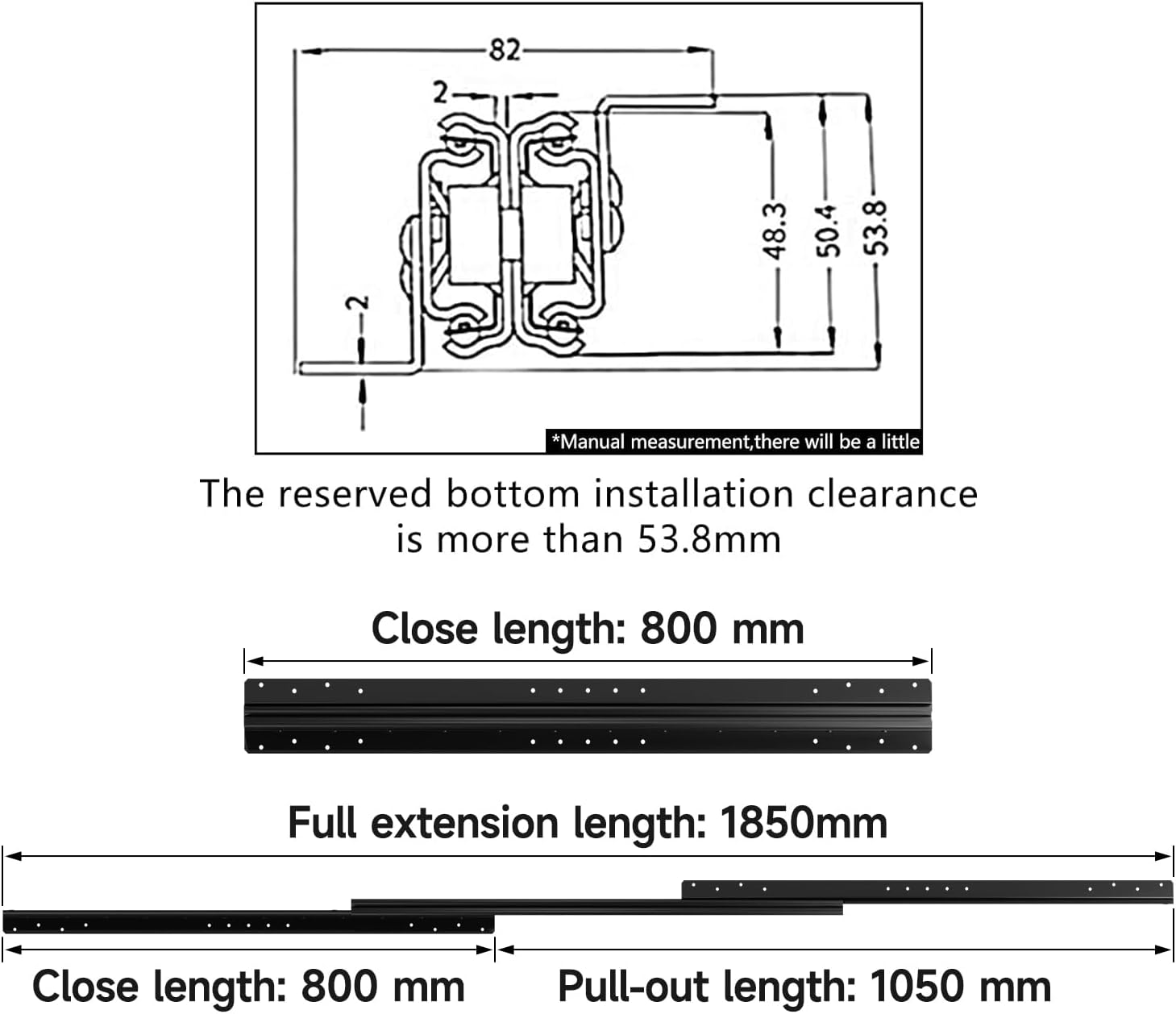 Detalle de AOLISHENG Bottom Mount Heavy Duty Drawer Runners 120kg 🪚