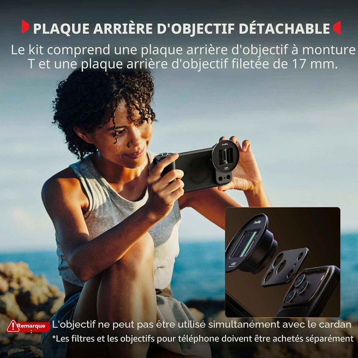 Detalle de SMALLRIG Kit de Coques FilMov pour iPhone 17 Pro — coque magnétique, béquille réglable et plaque d’objectif