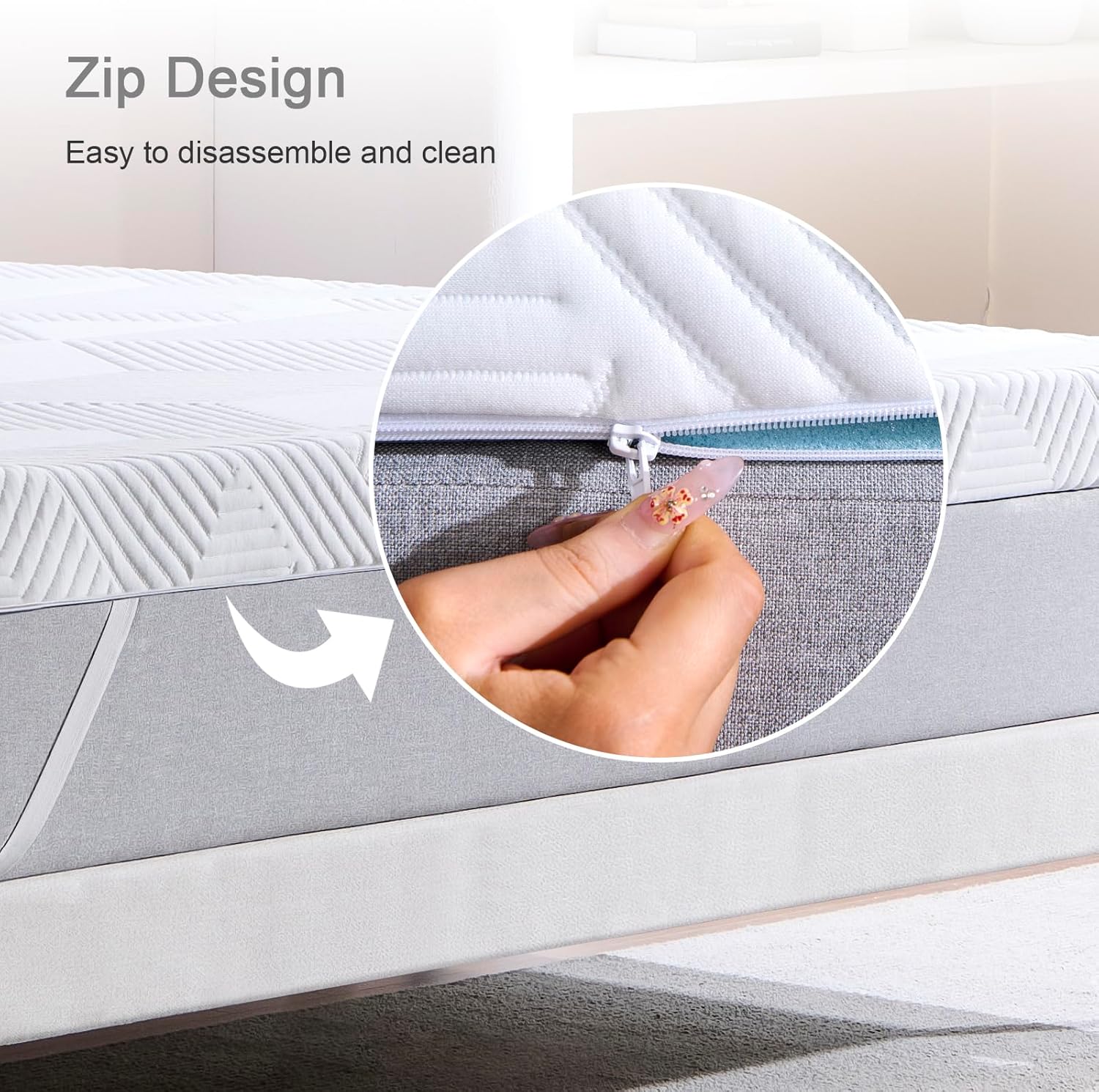 Thumbnail 2 de Twirest 7CM Single Memory Foam Mattress Topper with Gel and Removable Cover (90 x 190 cm)