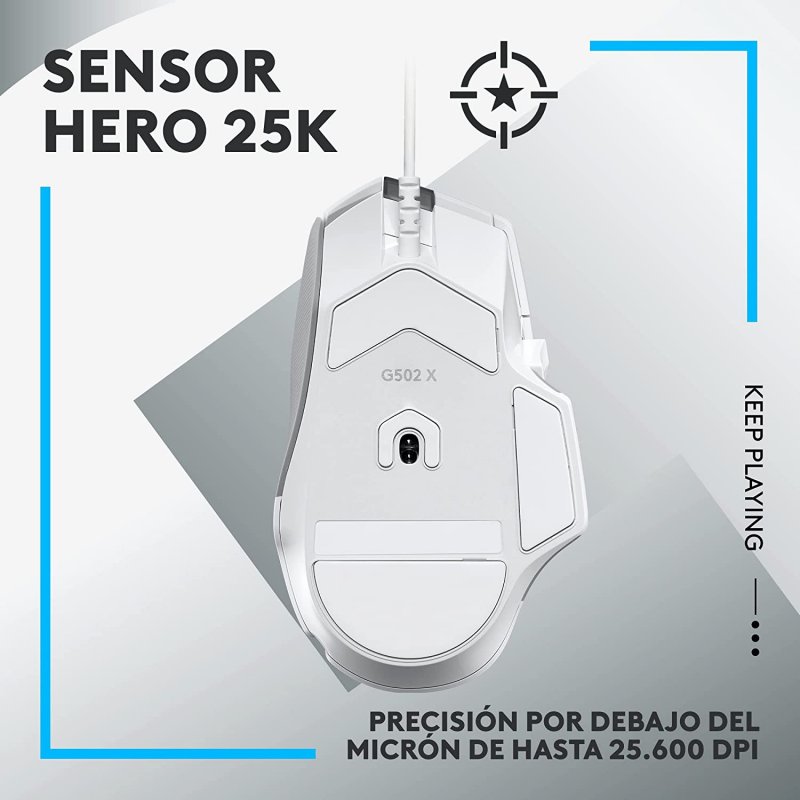 Detalle de Logitech G G502 X Ratón gaming 25.600 DPI
