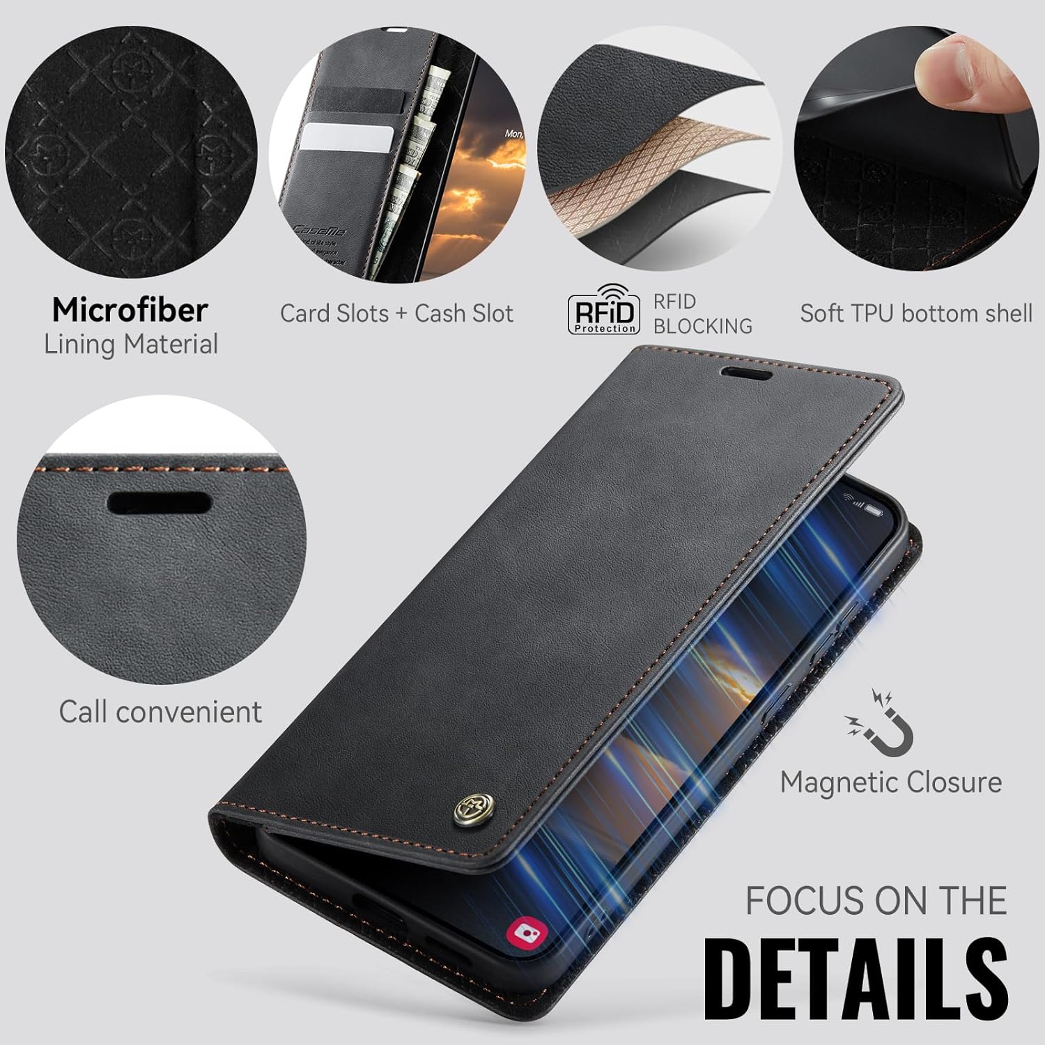 Thumbnail 1 de Cracedily Leather Wallet Case for Samsung Galaxy S25 Edge (6.7″) – RFID Blocking, Kickstand, Card Holder