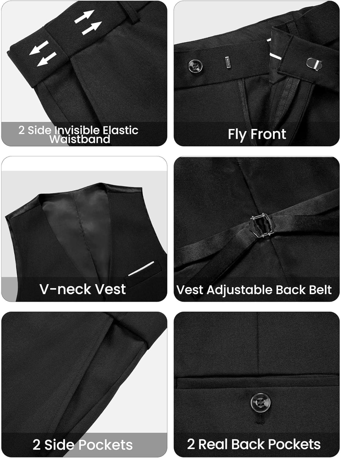 Detalle de WULFUL Slim Fit 3-Piece Tuxedo Suit Set