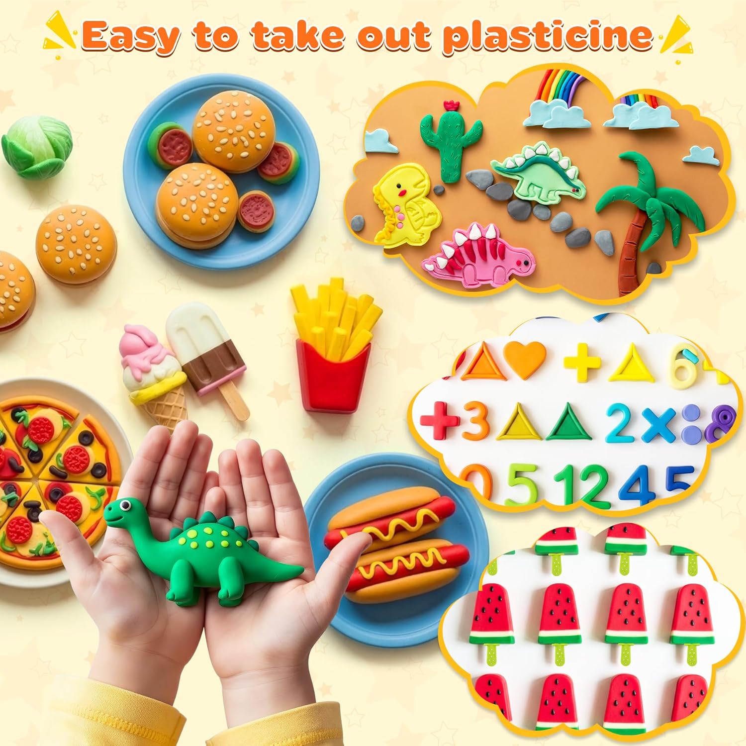 Thumbnail 5 de Ophy Knete Zubehör-Set mit 54 Teilen für Hamburger, Pizza, Eis & mehr (Knetwerkzeuge für Kinder)