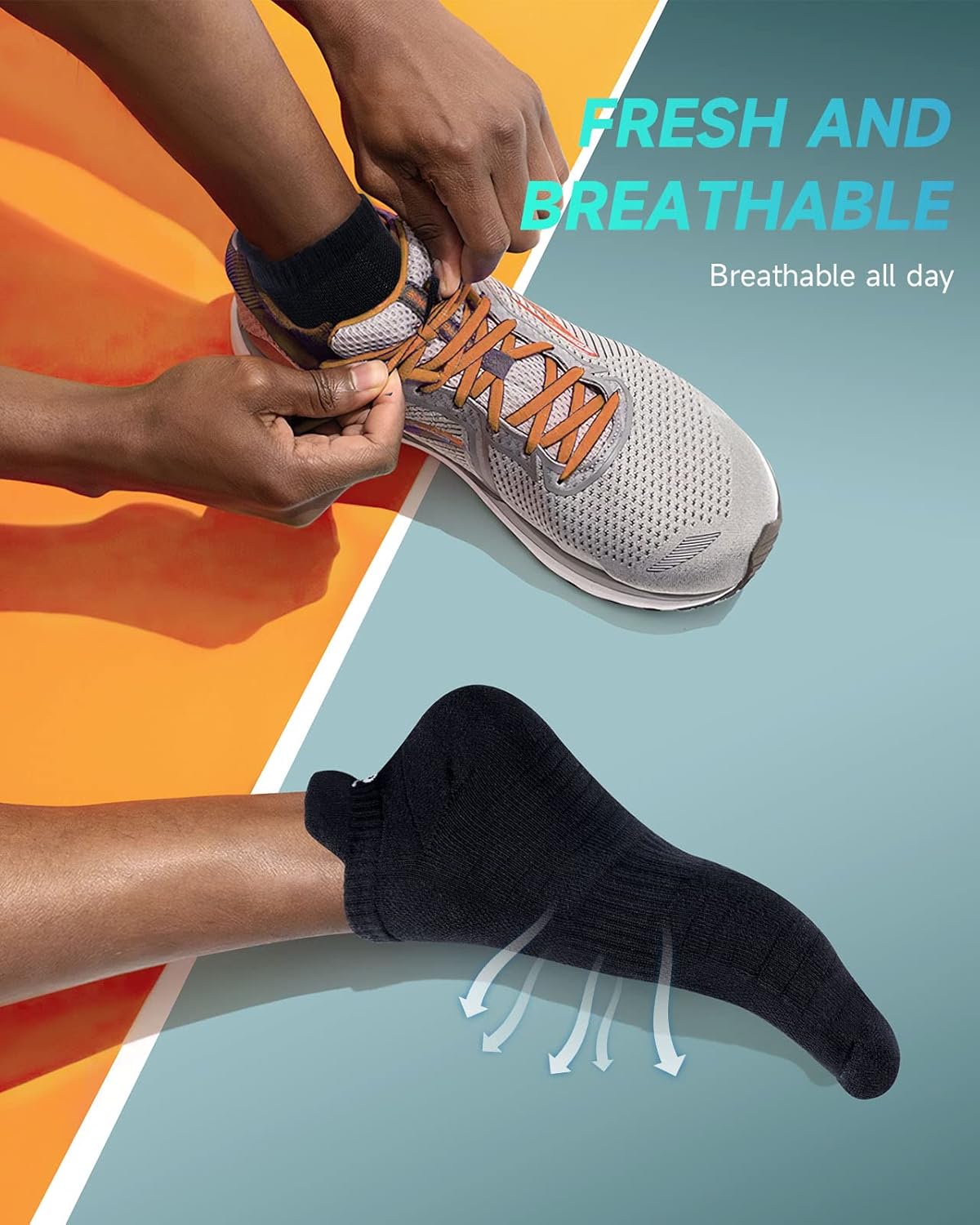 Thumbnail 1 de TANSTC Mens Running Socks Anti-Blister Cushioned Sports Socks (6 Pairs) – Breathable Low Cut Ankle Socks for Men & Women
