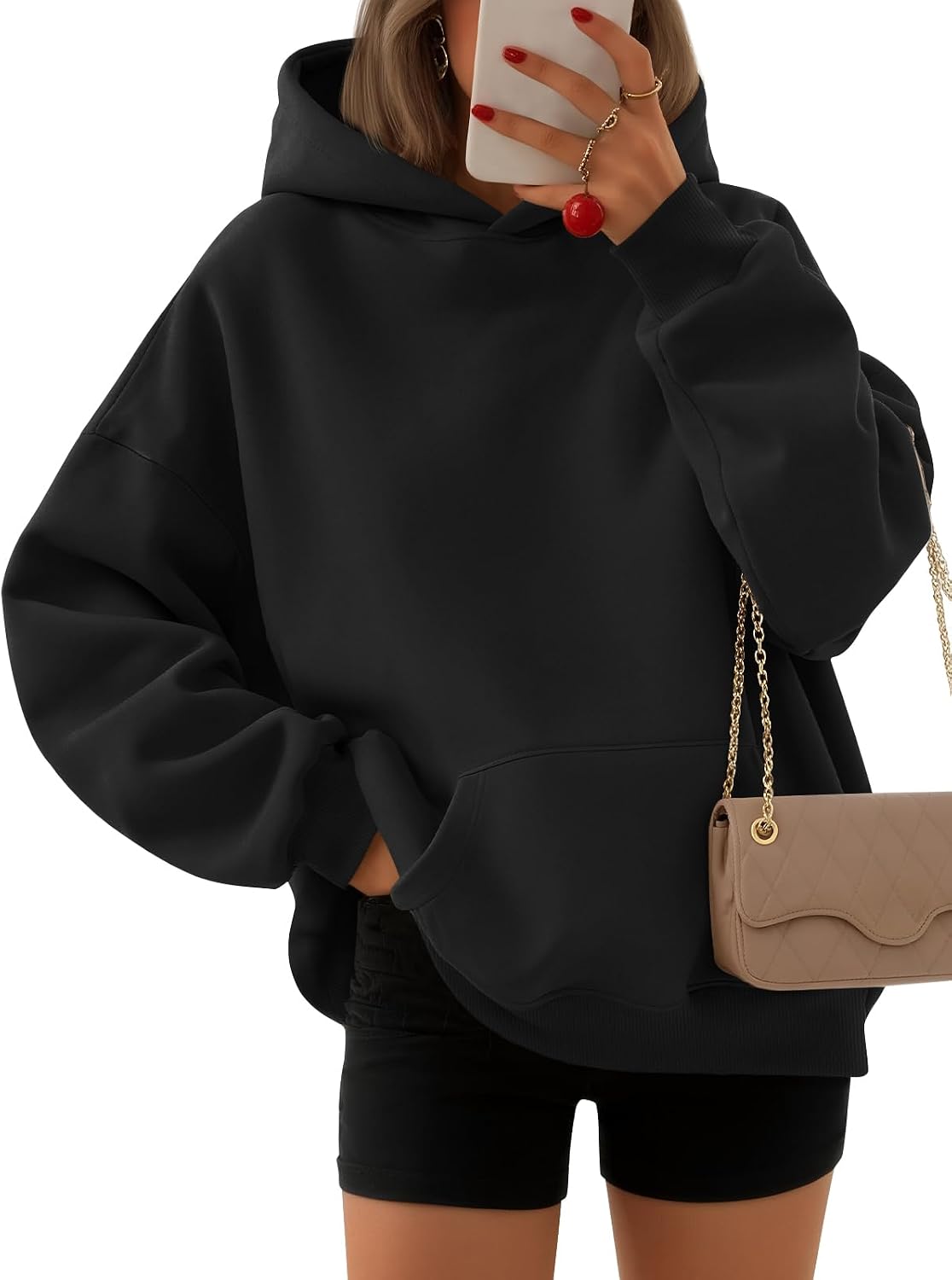 Detalle de EFAN Women's Fleece Hoodie Cotton-Polyester Blend