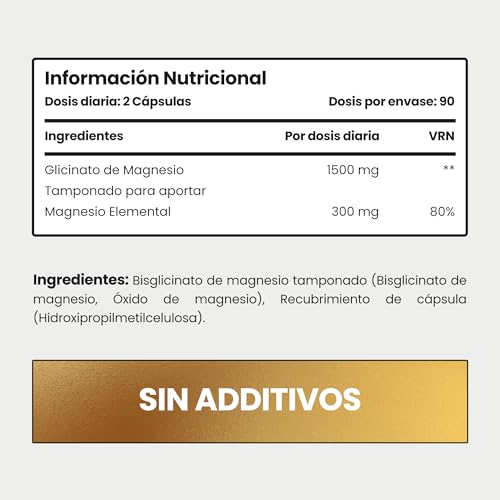 Detalle 2 de Glicinato de Magnesio VitaBright Glycinate 1500 mg — 180 cápsulas veganas para dormir