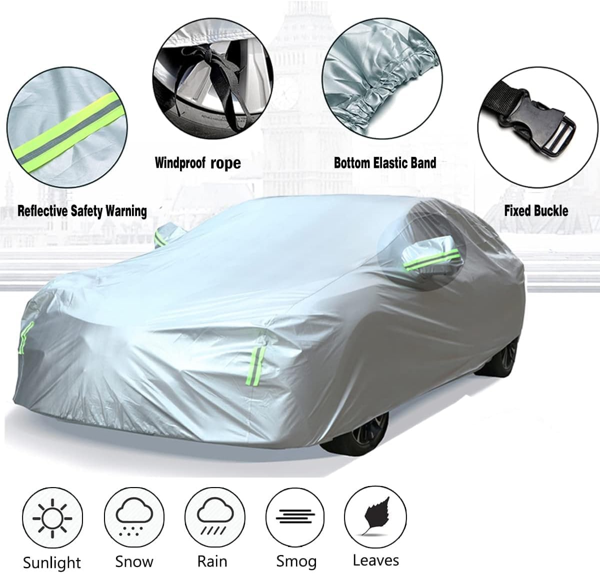 Thumbnail 5 de BEXITA Waterproof All Weather Car Cover for Hatchback (Size M, up to 157in/400cm)