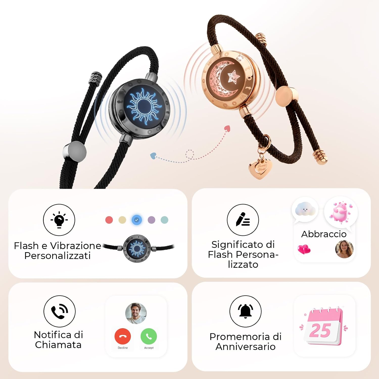 Thumbnail 2 de TOTWOO Bracciali per Coppie Bluetooth 3‑5 giorni