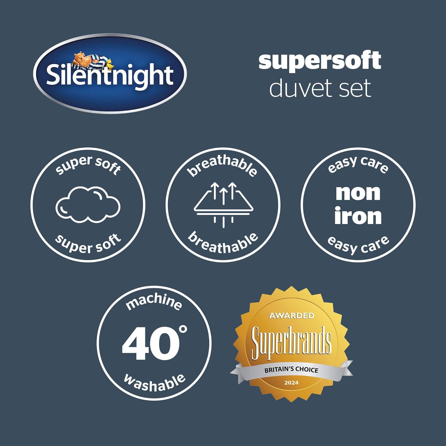 Thumbnail 5 de Silentnight Supersoft Duvet Set (King) – Cosy, Delicate Touch Microfibre with Button Fastening, Natural