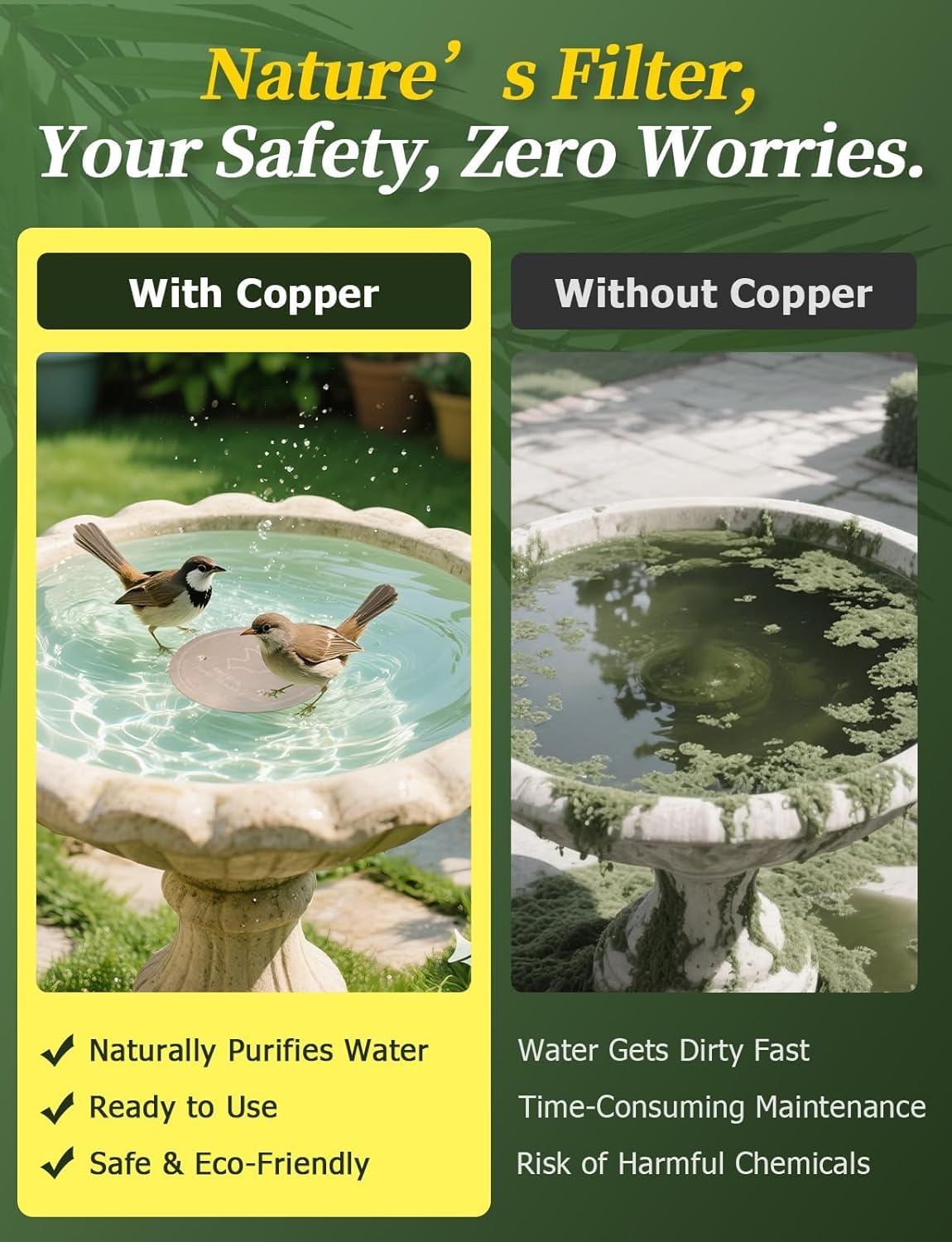 Detalle 2 de Mellbree 2PCS Bird Bath Copper Disk – 99.99% Pure Copper, 0.6mm Thick