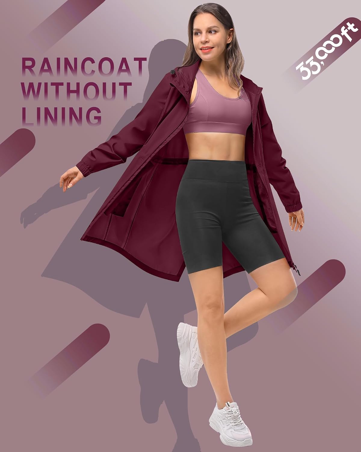 Detalle 2 de 33,000ft Damen Regenmantel Regenjacke