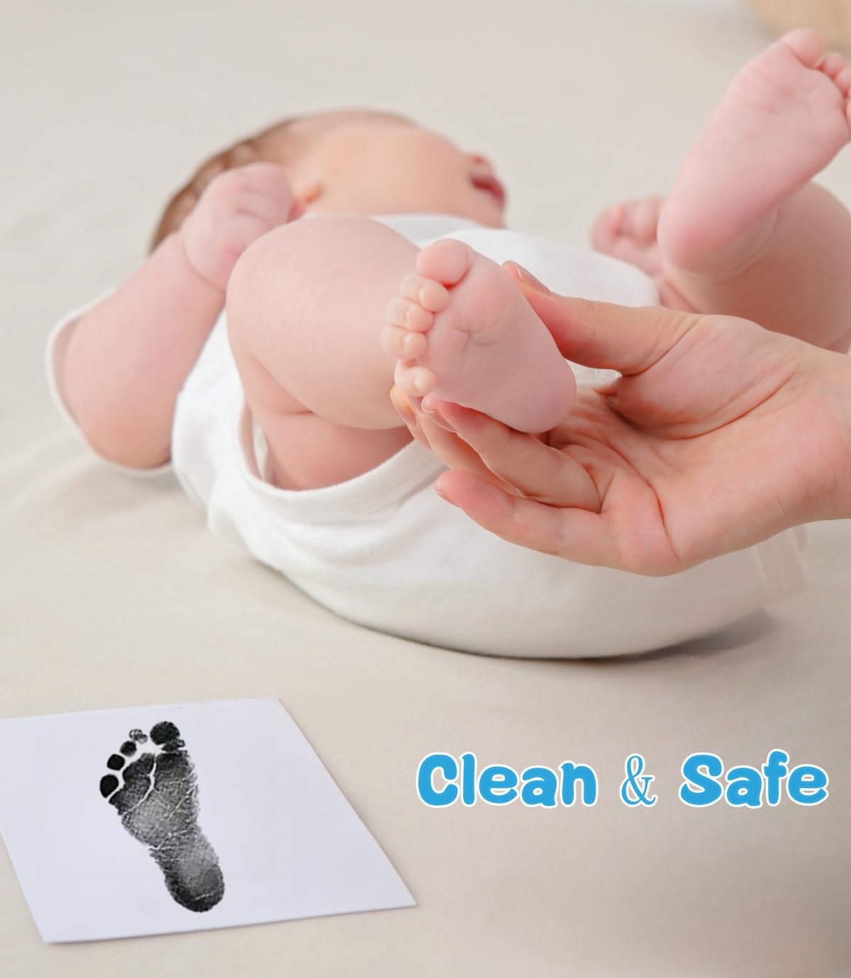 Thumbnail 2 de Zemiu Fußabdruck Handabdruck Baby Set – Abdruck-Set für Baby bis 0–18 Monate, 10 × 15 cm, 4 Clean-Touch-Stempelkissen
