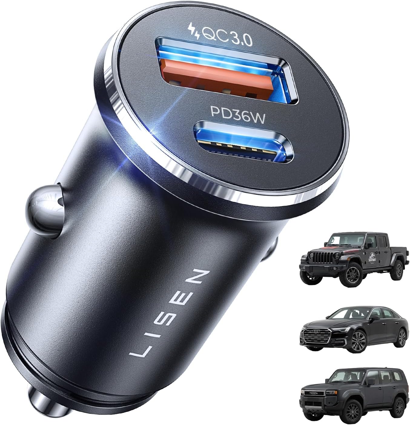 Detalle de LISEN USB-C car charger 12V