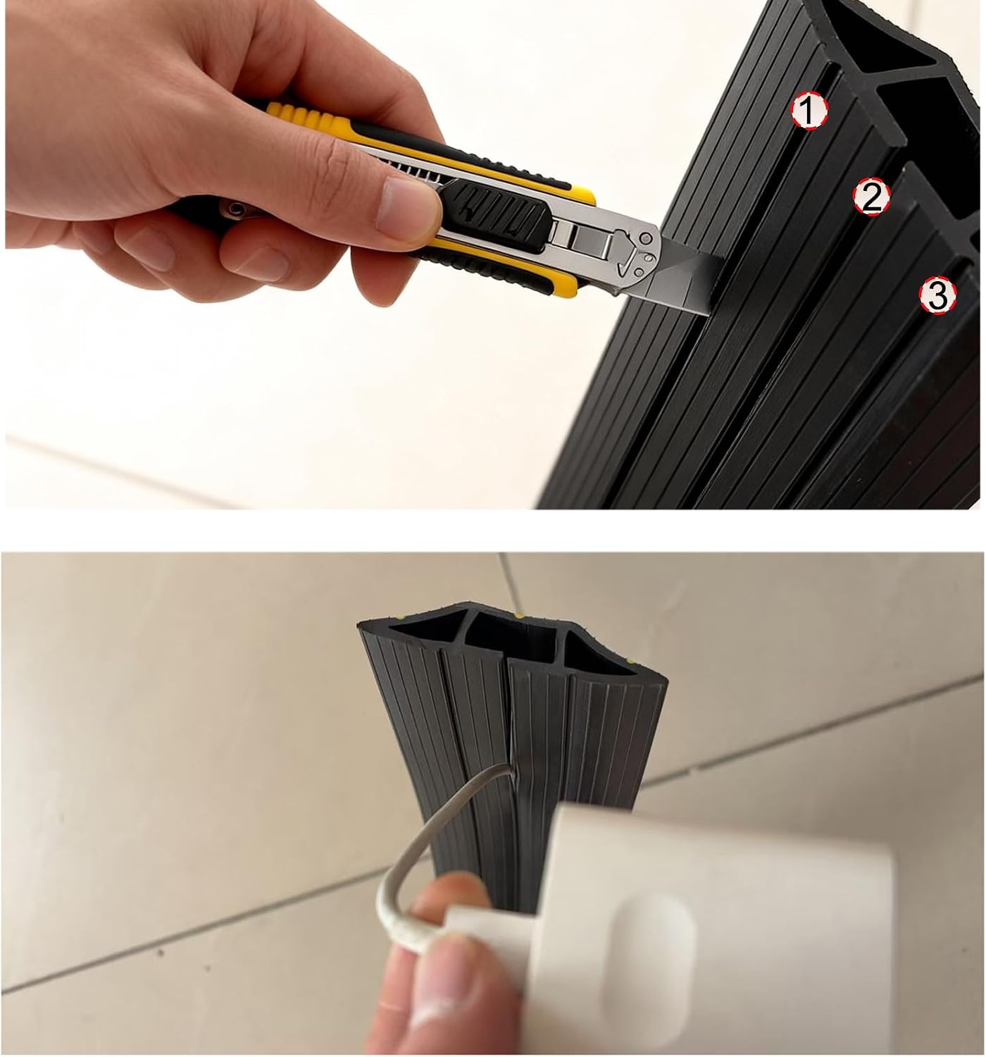 Thumbnail 4 de Hniuyun Floor Cable Cover: 2m Triple Channel PVC Protector for Wires on Floor