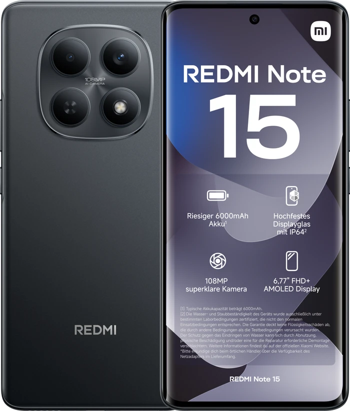 Thumbnail 9 de Xiaomi Redmi Note 15 128 GB Schwarz 4G (ohne 5G) – Smartphone für Alltags-Apps