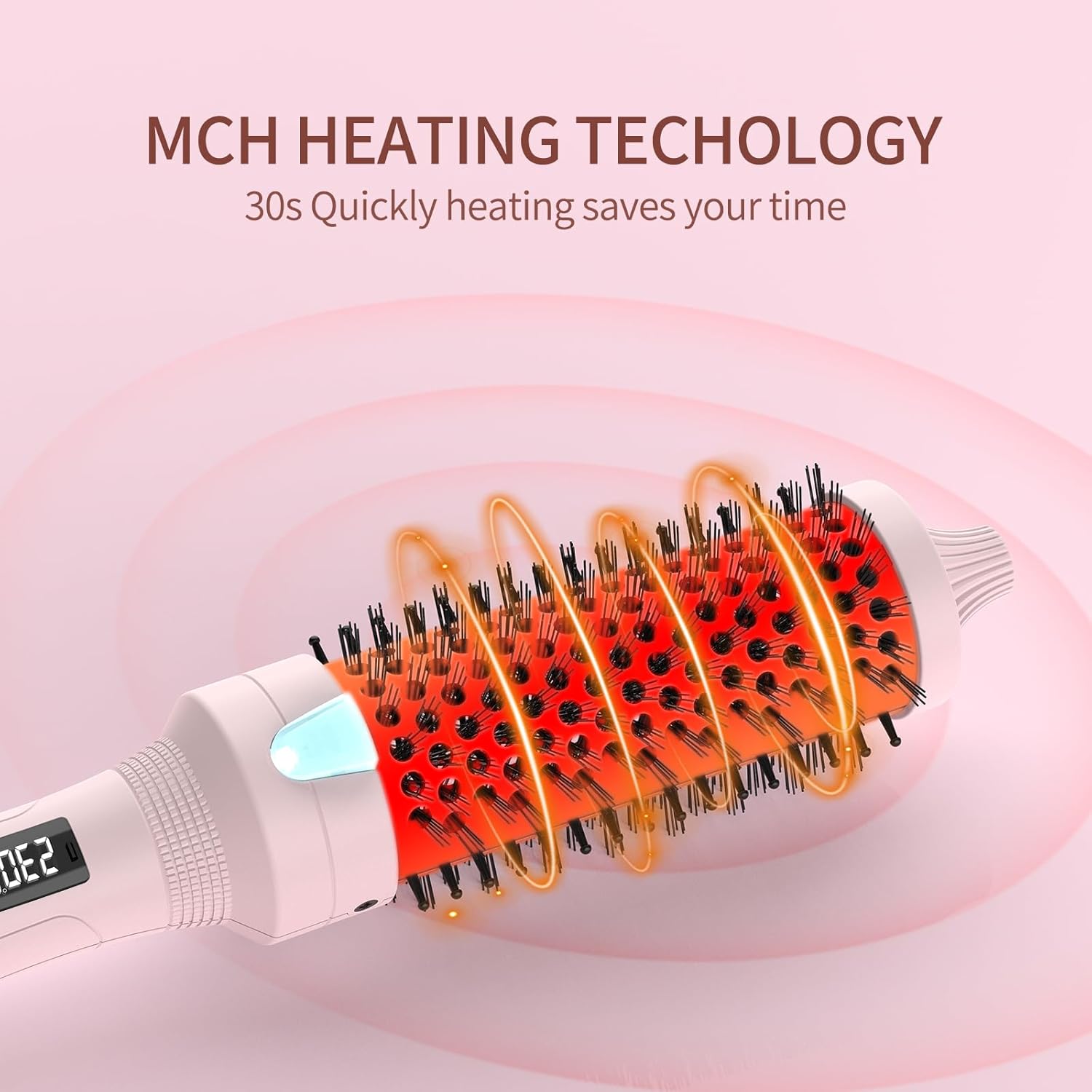 Detalle de K&K 38mm Thermobürste Keratin Thermal Brush Protect – beheizte Rundbürste mit LED, 360° Kabel, Dualspannung