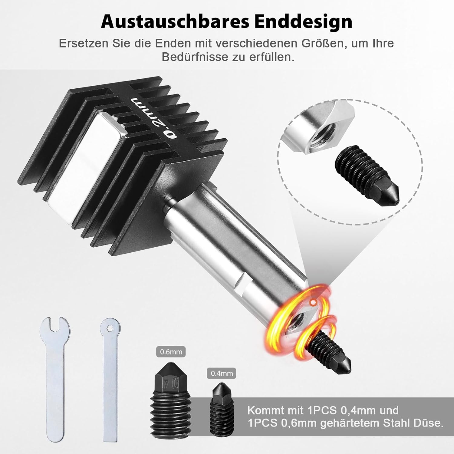 Thumbnail 4 de JIZZU A1 Mini Upgrade Hotend Kit – Keramik-Heizung mit 0,4/0,6 mm Düsen für Bambu Lab A1/A1 Mini