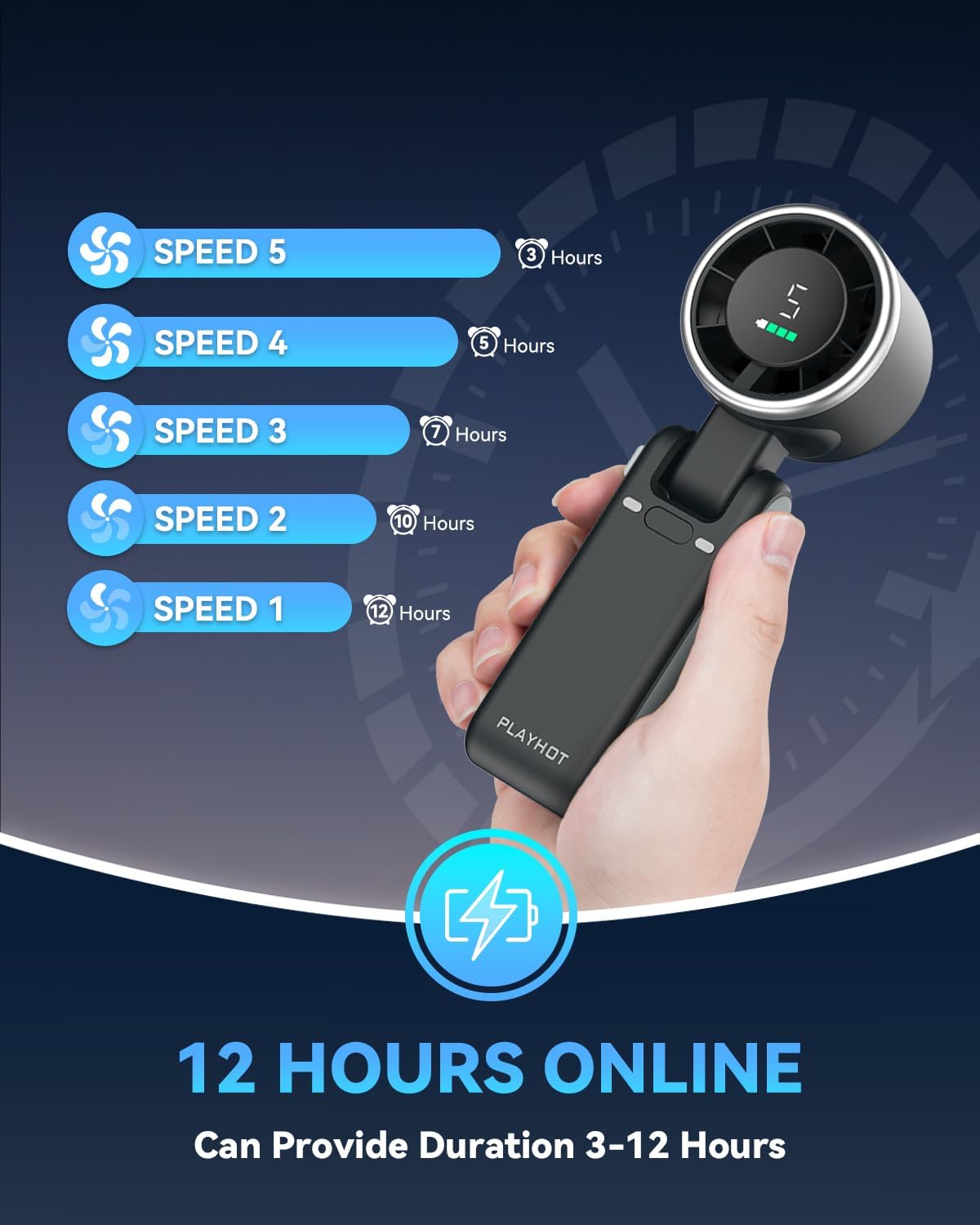 Detalle de PlayHot Portable Handheld Turbo Fan 5 Gear Wind