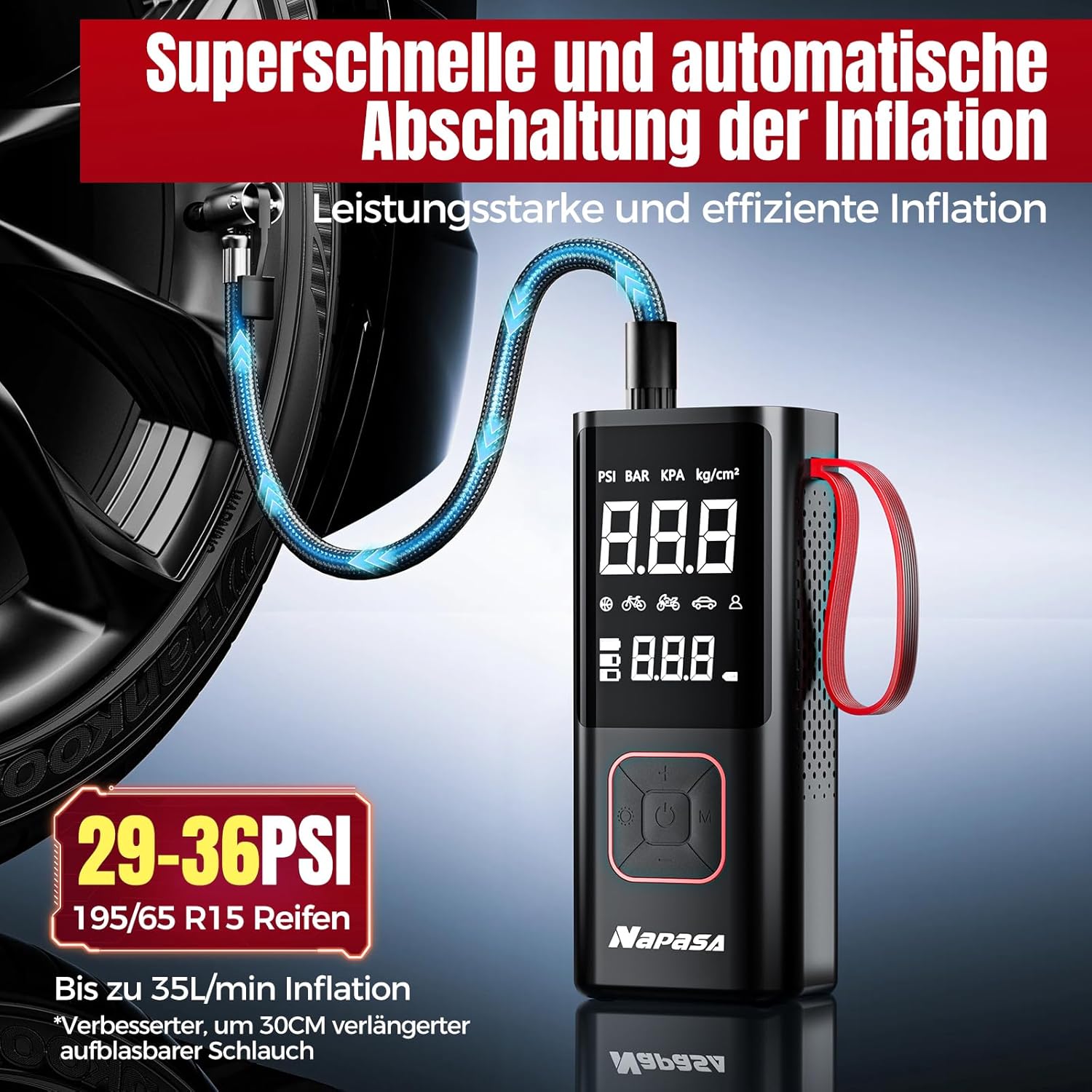 Thumbnail 3 de NAPASA Elektrische Luftpumpe 10,3 Bar