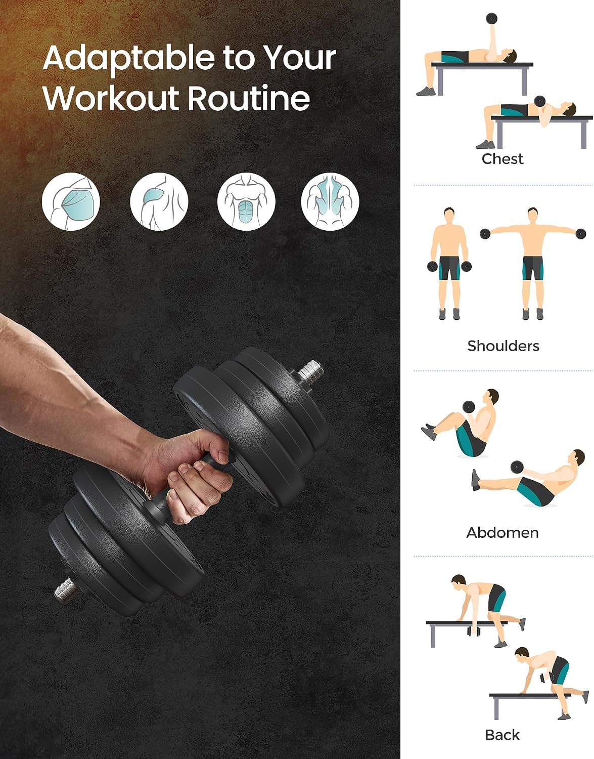 Thumbnail 2 de SONGMICS 2-in-1 Dumbbells Set: Adjustable Dumbbells with Extra Barbell Bar for Home Gyms