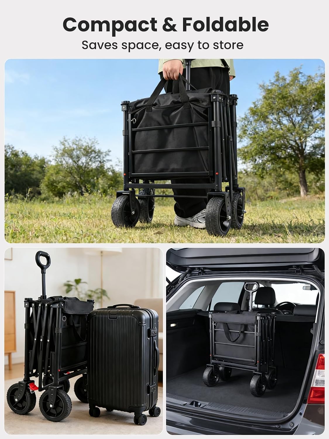 Thumbnail 6 de YEAUPE PRO Festival Trolley on Wheels 160L–210L Folding Wagon (Rear-opening, wide 7-inch wheels, adjustable handle)