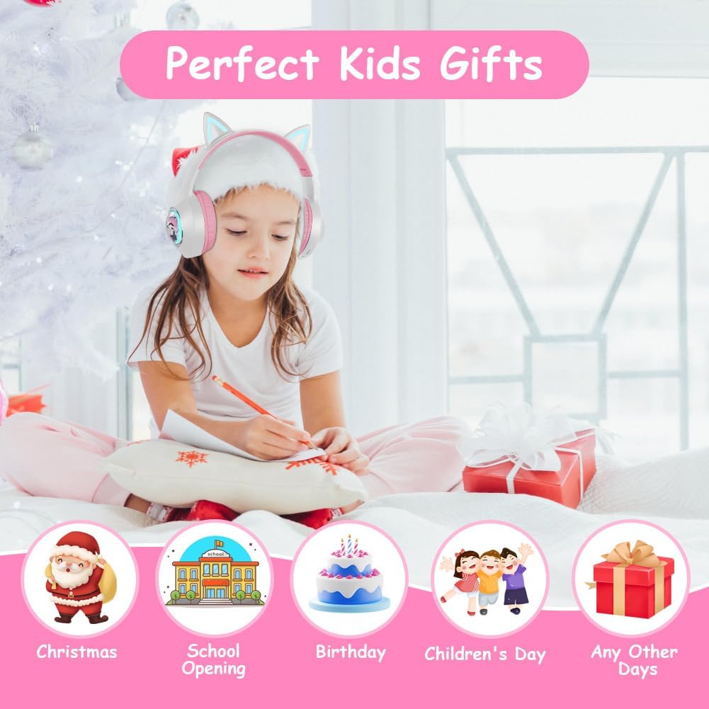 Thumbnail 6 de AXFEE Katzenohren Kinderkopfhörer Bluetooth 5.3 Weiß