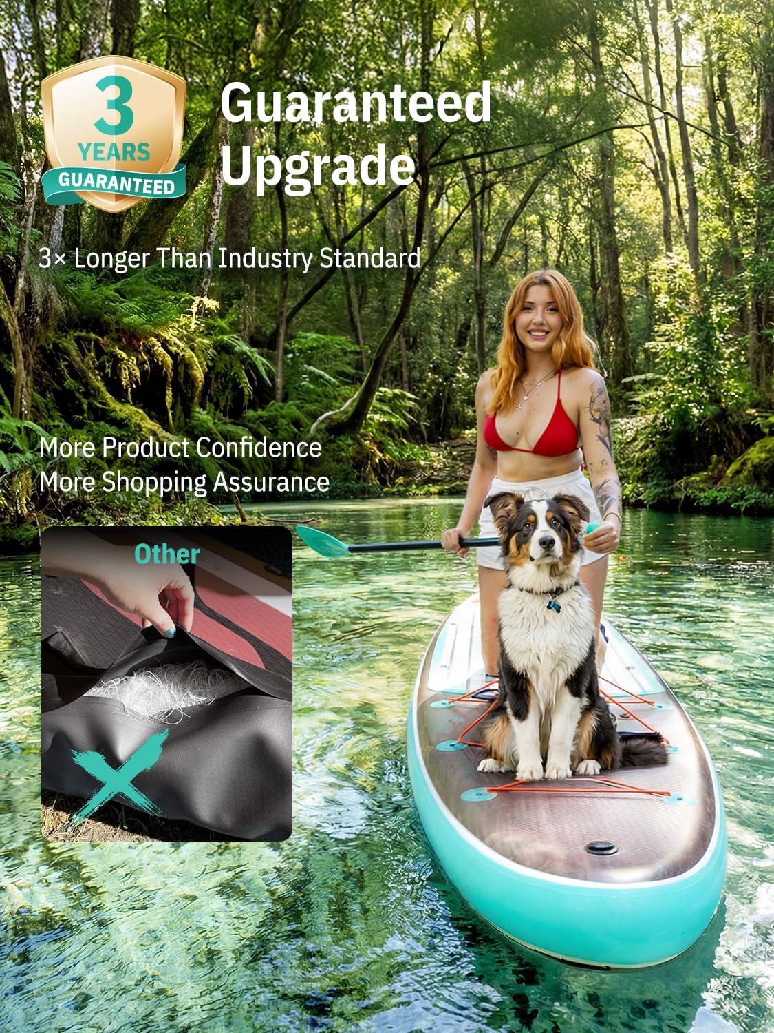 Detalle de Niphean (Extra Large) Inflatable Paddle Board (SUP) for 2+1 People, 500 lbs Capacity with Accessories