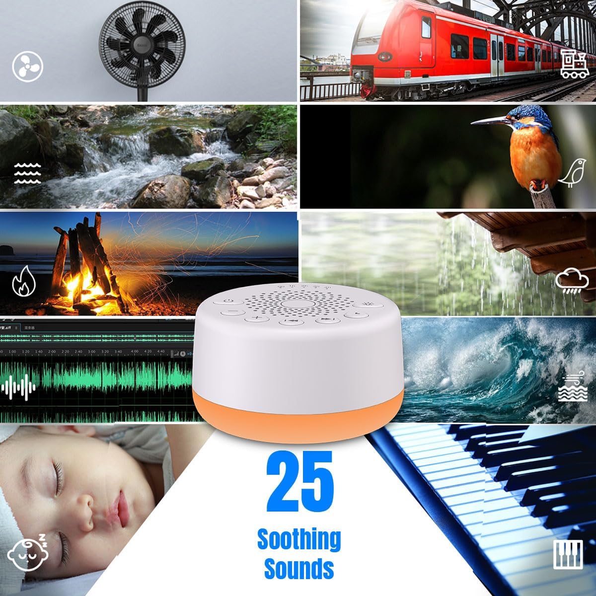 Thumbnail 1 de Easysleep Sound White Noise Machine with 25 Soothing Sounds and Night Lights (White)