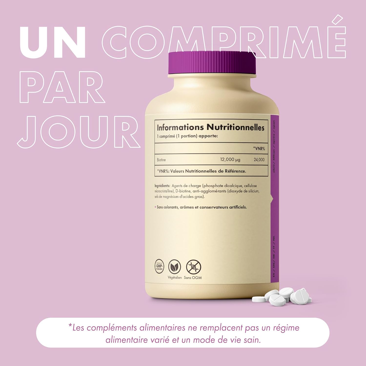 Thumbnail 6 de Incite Nutrition Biotine 12 000 mcg – compléments pour la croissance des cheveux (400 comprimés, 6 mm)