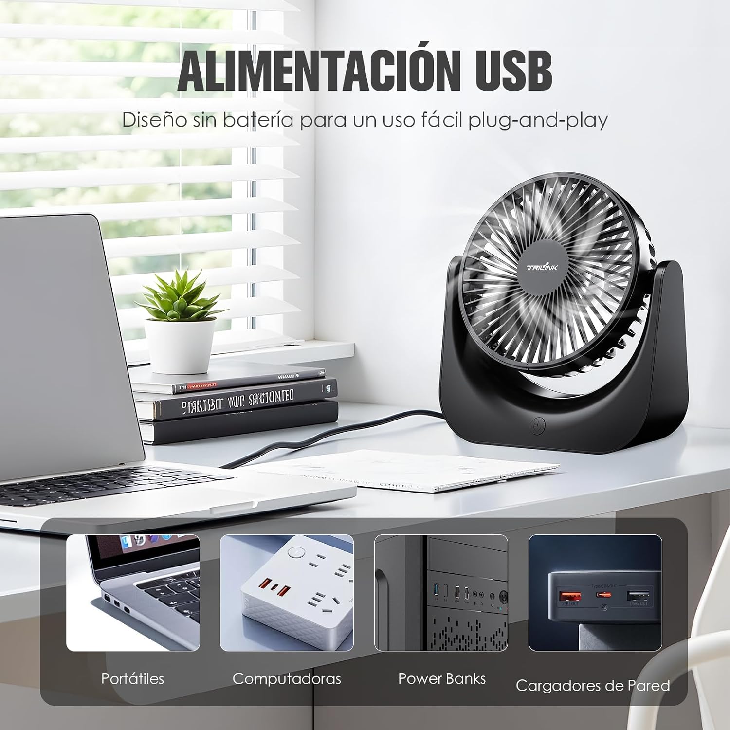 Thumbnail 6 de TRILINK Ventilador de Mesa USB Compacto con 5 Velocidades 🌬