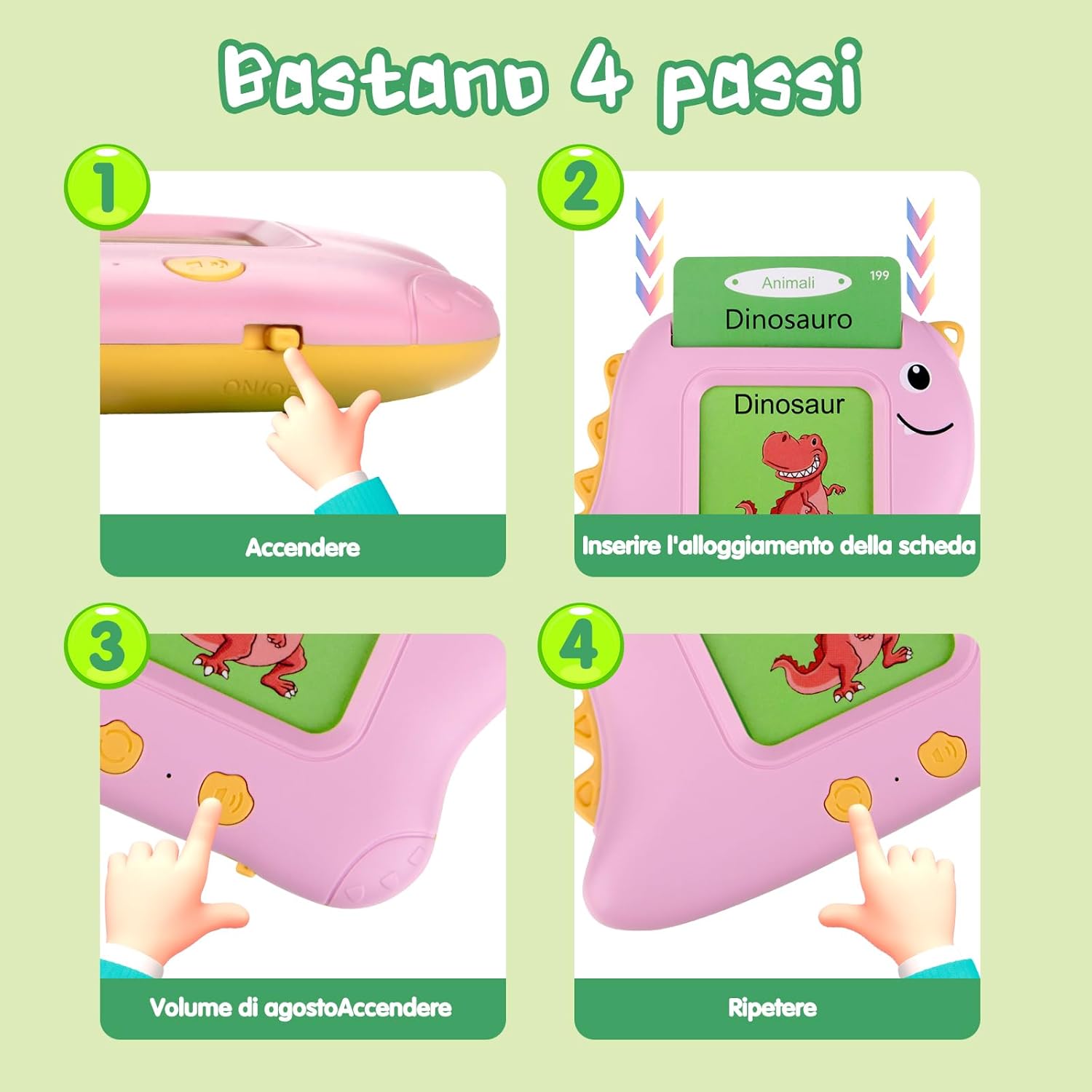 Thumbnail 5 de 224 Parole flashcards parlanti per bambini (italiano e inglese) Rosa, giochi Montessori prescolare 2 anni