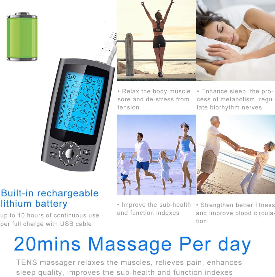 Detalle 2 de Dual Channel TENS Pain Relief Machine with 24 Massage Modes for Full Body Acupuncture Massage
