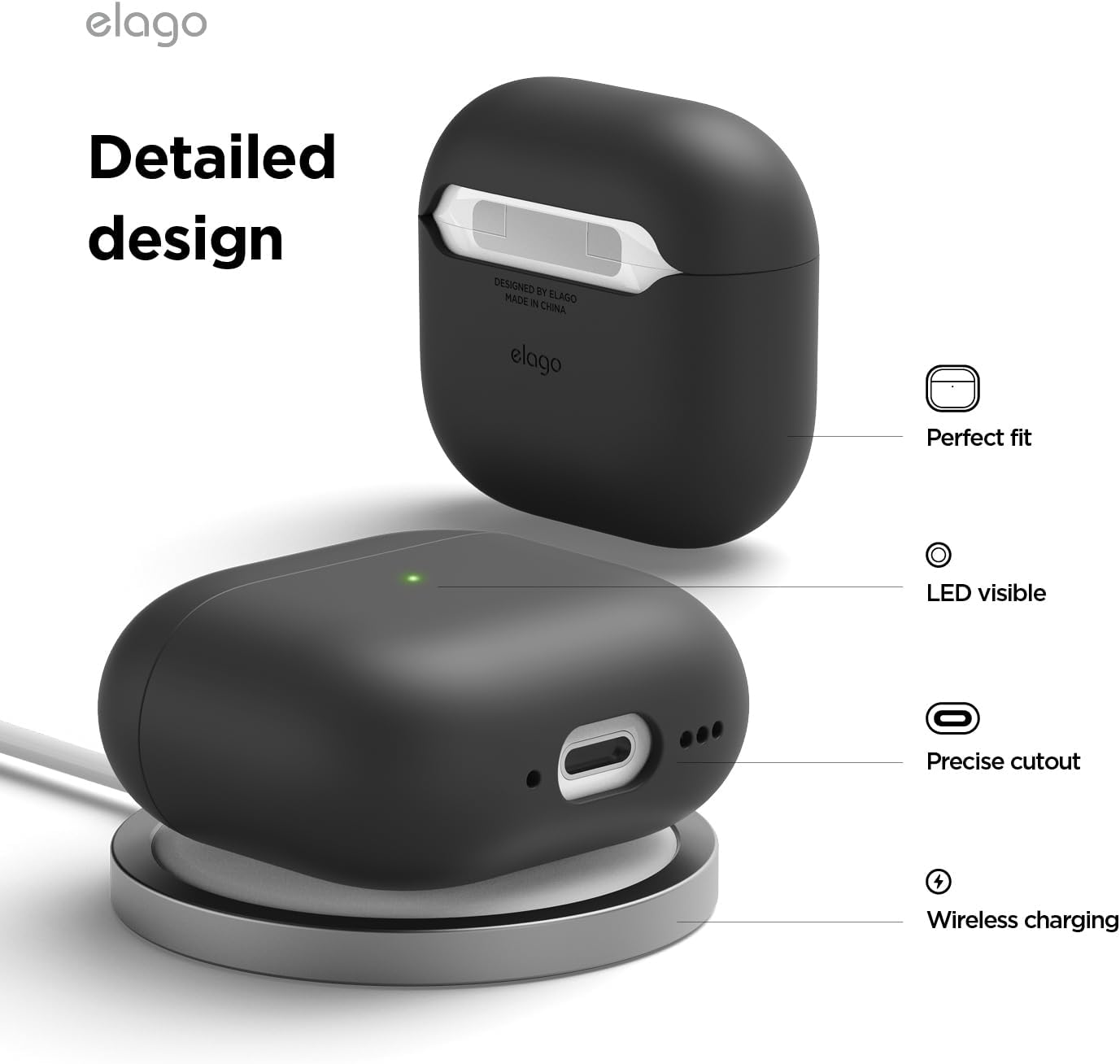Detalle 2 de elago EAP4RH-BK Liquid Hybrid Case for AirPods 4 & 5, Wireless Charging