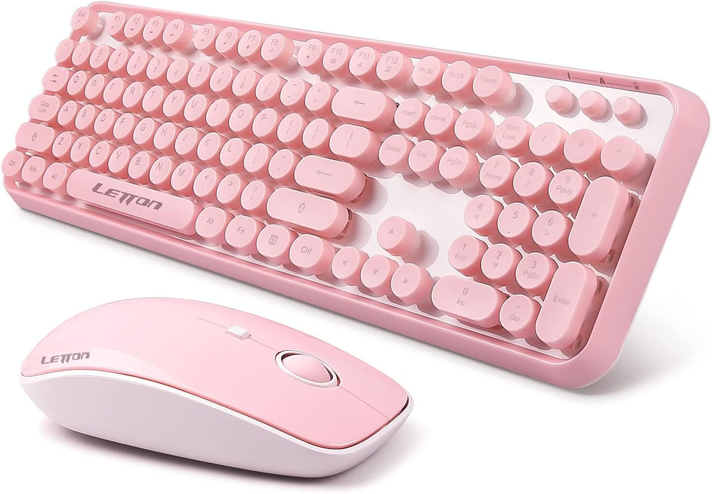 Detalle 2 de Pink Wireless Keyboard and Mouse Combo with Round Bubble Keys for Long Nails