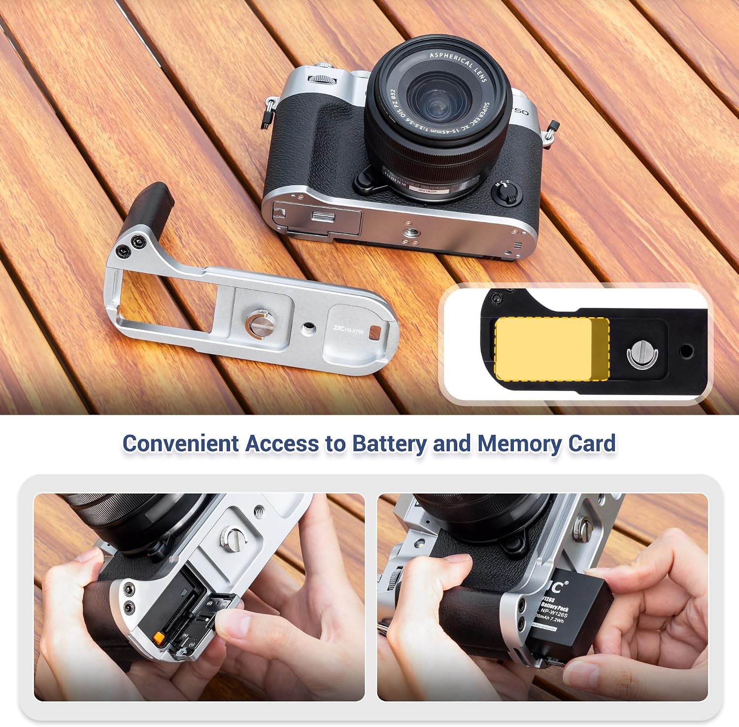 Detalle 2 de JJC Metal Hand Grip for Fujifilm X-T50, Arca-Style