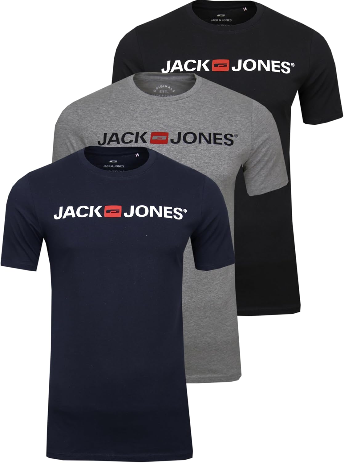 Detalle 2 de JACK & JONES Herren T-Shirt 3er Pack
