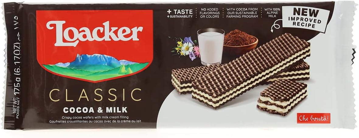 Loacker Family Pack Cacao & Lait 175 g : gaufrettes fourrées au chocolat au lait