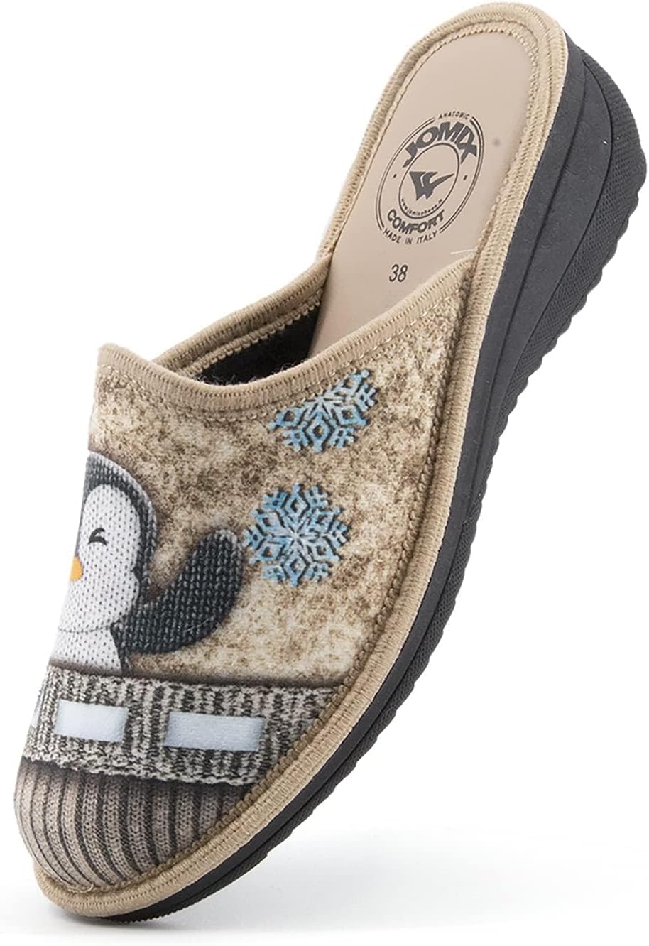 Detalle 2 de JOMIX pantoffels voor dames met sleehak, pluche en warme binnenvoering